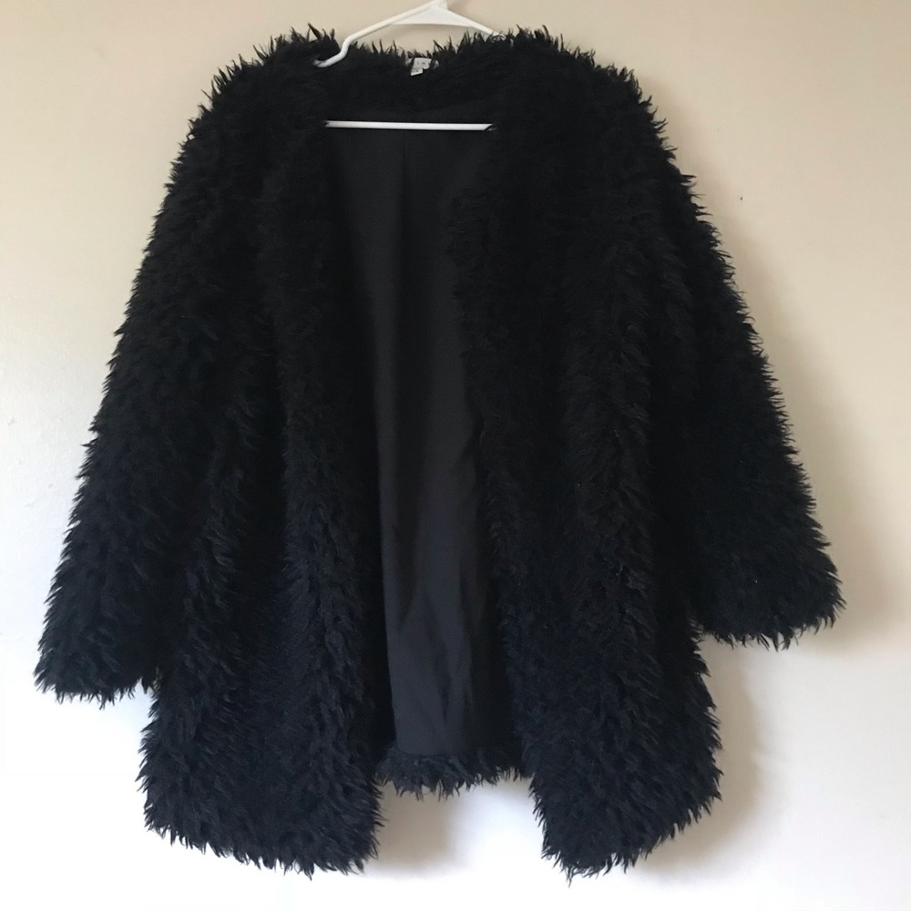 Black Shaggy Fur Coat